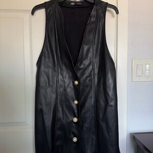 Zara Women's Black Dress with Gold buttons